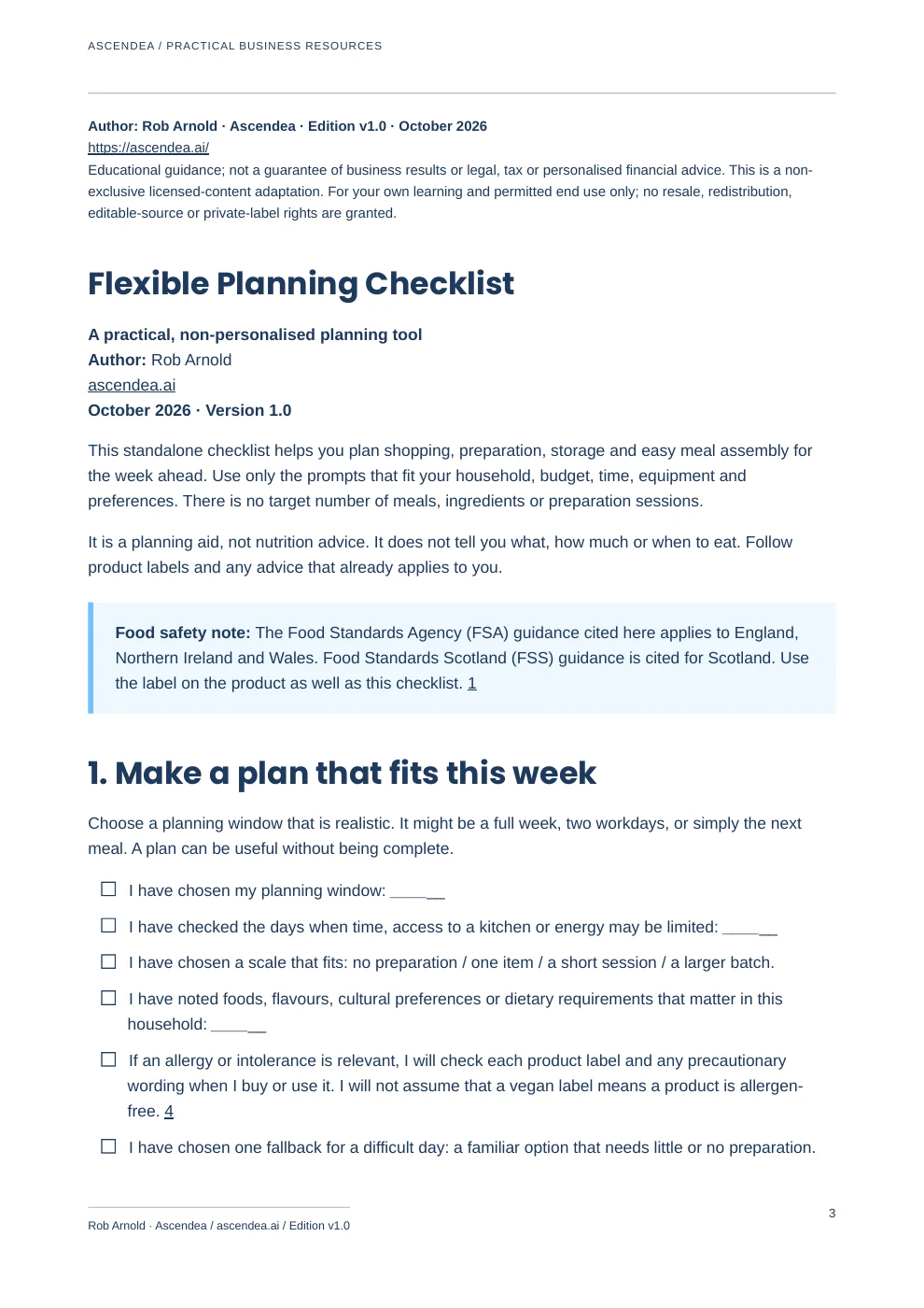 Preview of PDF page 3 from Smart Weekly Meal Preparation — Flexible Planning Checklist