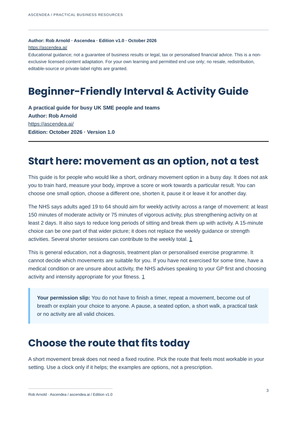 Preview of PDF page 3 from 15-Minute Movement Options — Beginner-Friendly Interval & Activity Guide