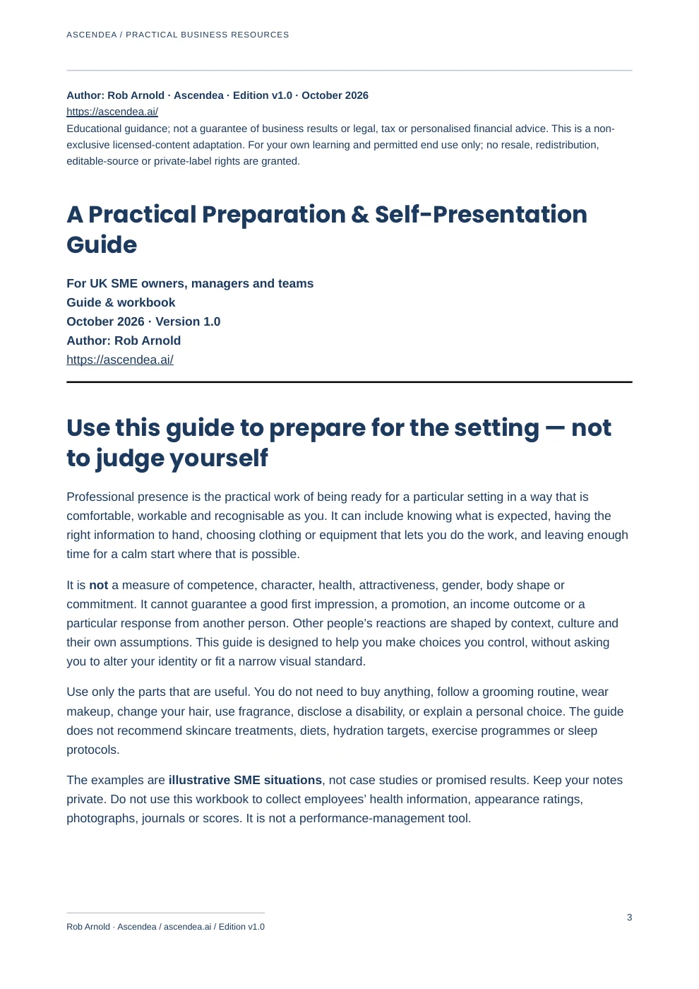 Preview of PDF page 3 from Professional Presence — A Practical Preparation & Self-Presentation Guide