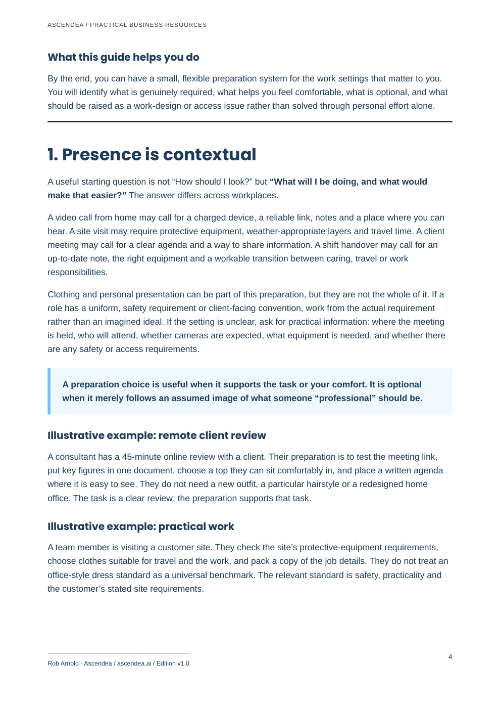 Preview of PDF page 4 from Professional Presence — A Practical Preparation & Self-Presentation Guide