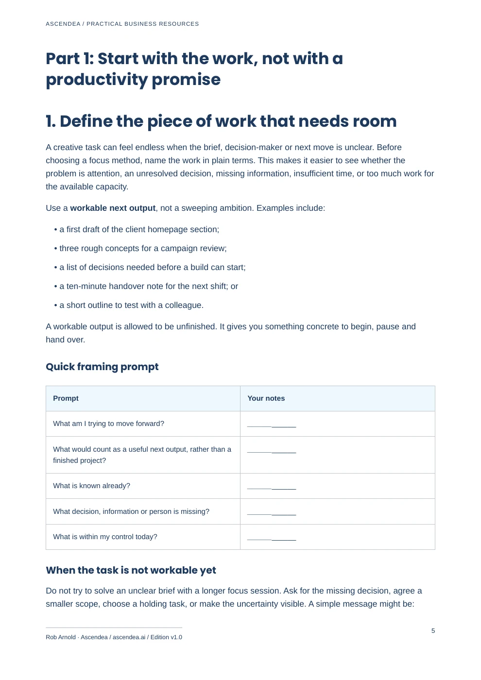 Preview of PDF page 5 from Focus, Boundaries & Sustainable Creative Work — Planning Workbook